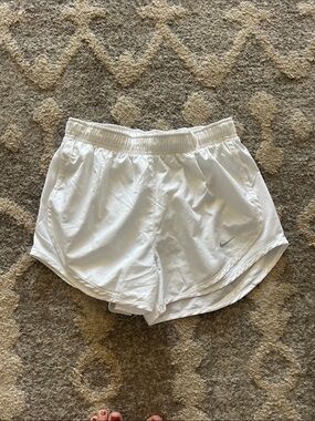 Nike White Athletic Running Shorts with Side Mesh Panels